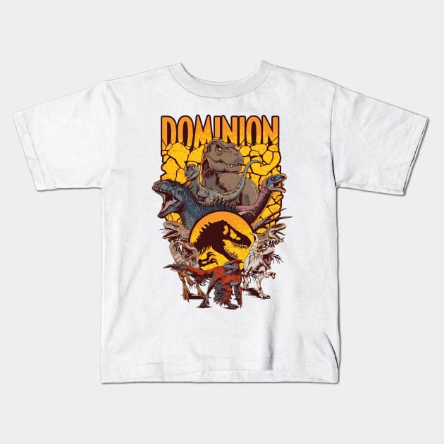 Jurassic Dominion: Dinosaur Ensemble Design Kids T-Shirt by WorldDinosaurs